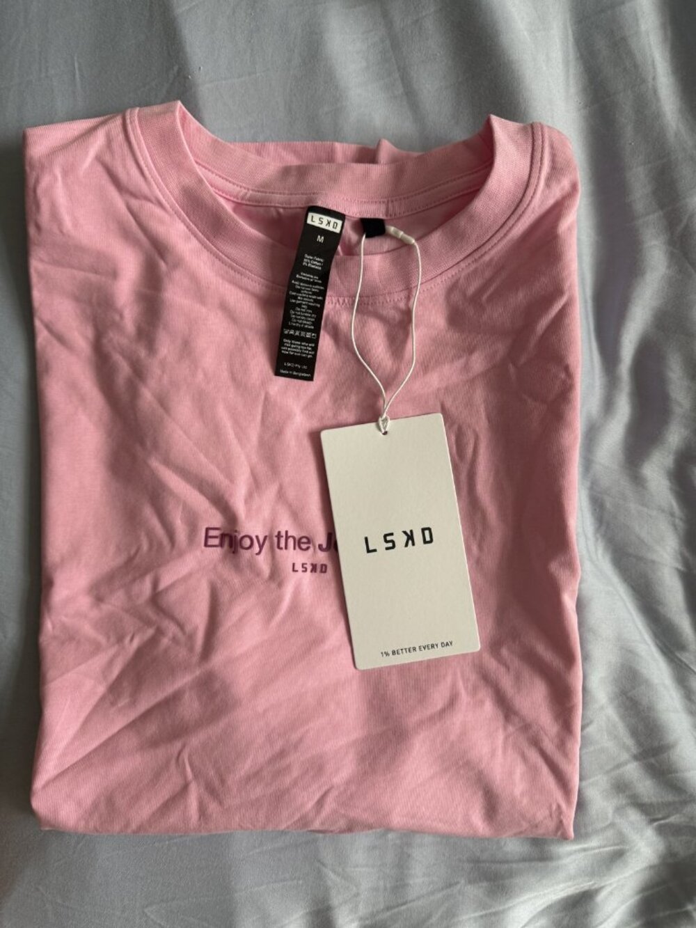 LSKD Enjoy The Journey FLXCotton Oversize Tee Unisex Pink M NWT